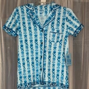 Pink Palm Puff Pajama Top !